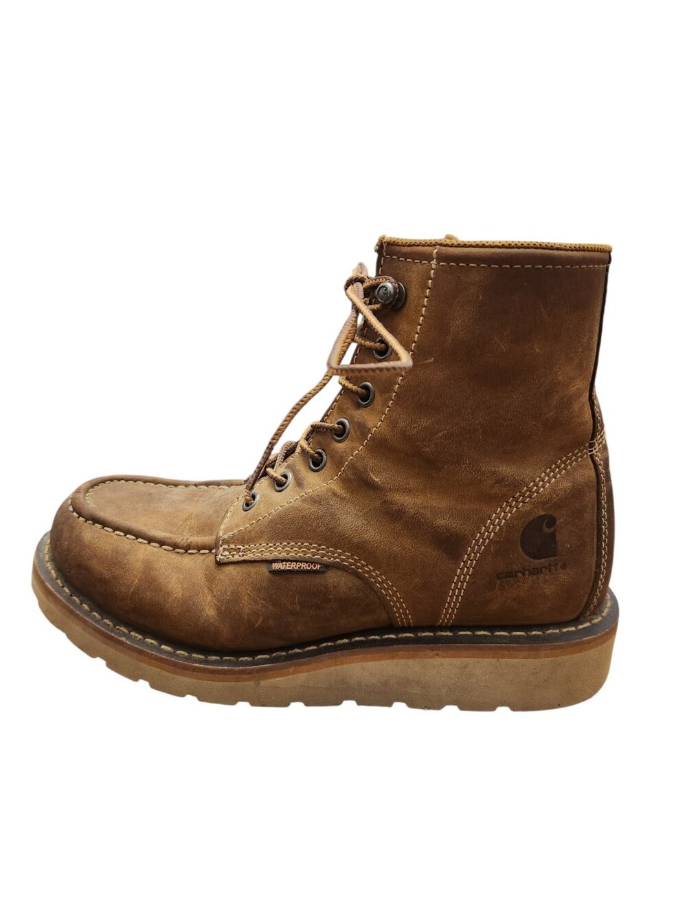 Carhartt Moc Toe Wedge Boot Waterproof 6 in. Womens Size 7.5 Brown Ankle Lace Up